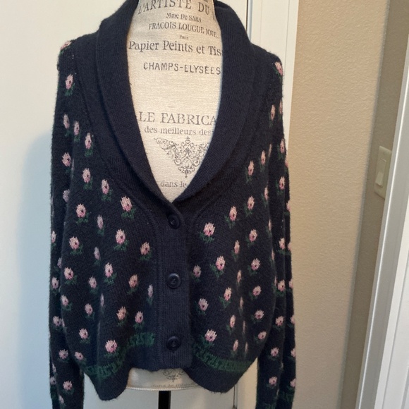 THE GREAT Bloom Lodge Cardigan size 2 Navy - Picture 3 of 11